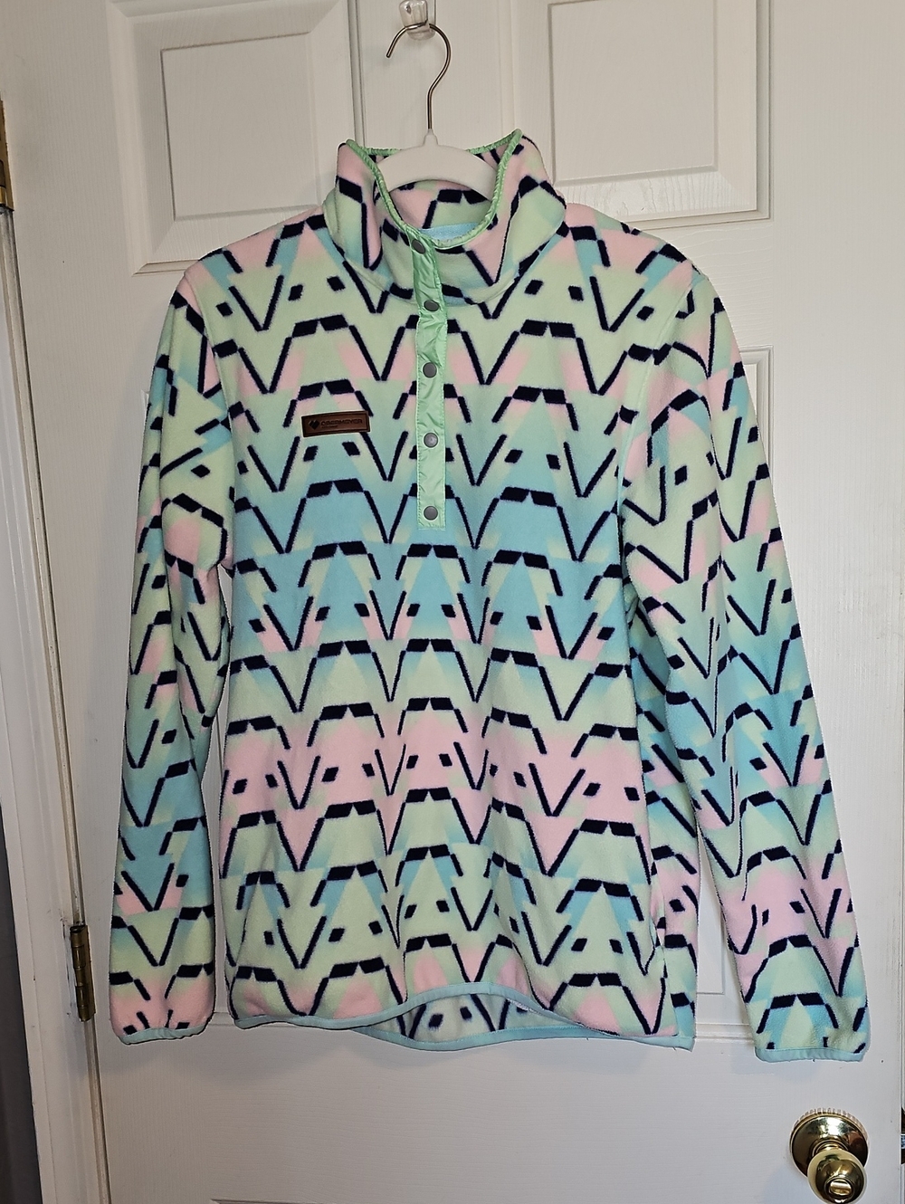 Obermeyer Pastel Pink Mint & Light Blue Fleece Pullover, Funnelneck